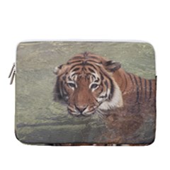 Swimming Tiger 14  Vertical Laptop Sleeve Case With Pocket by ExtraAwesomeSauce