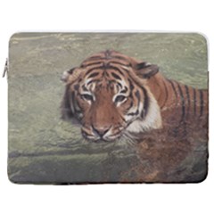Swimming Tiger 17  Vertical Laptop Sleeve Case With Pocket by ExtraAwesomeSauce