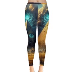 Mystic Blue Pyramid Art Inside Out Leggings by ExtraAwesomeSauce