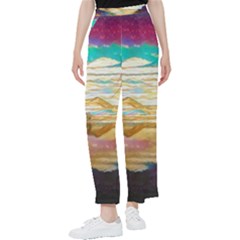 Vibrant Sunset Over Serene Lake Women s Pants  by ExtraAwesomeSauce