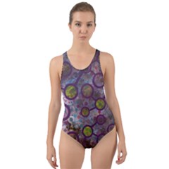 Abstract Molecular Space Art Cut-out Back One Piece Swimsuit by ExtraAwesomeSauce