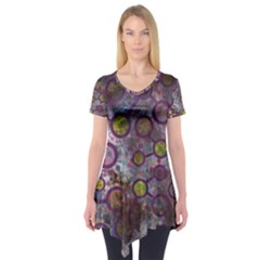 Abstract Molecular Space Art Short Sleeve Tunic  by ExtraAwesomeSauce