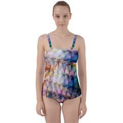 Cosmic Owls Pattern Twist Front Tankini Set by ExtraAwesomeSauce