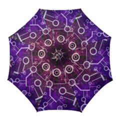 Cosmic Network Geometric Art Golf Umbrellas by ExtraAwesomeSauce