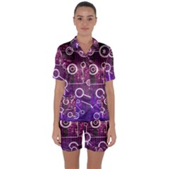Cosmic Network Geometric Art Satin Short Sleeve Pajamas Set by ExtraAwesomeSauce