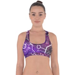 Cosmic Network Geometric Art Cross Back Hipster Bikini Top  by ExtraAwesomeSauce