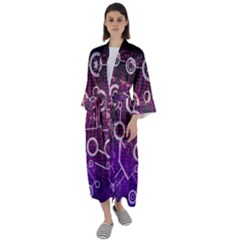 Cosmic Network Geometric Art Maxi Satin Kimono by ExtraAwesomeSauce