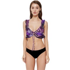 Cosmic Network Geometric Art Low Cut Ruffle Edge Bikini Top by ExtraAwesomeSauce