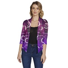 Cosmic Network Geometric Art Women s Draped Front 3/4 Sleeve Shawl Collar Jacket by ExtraAwesomeSauce