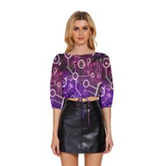 Cosmic Network Geometric Art Mid Sleeve Drawstring Hem Top by ExtraAwesomeSauce
