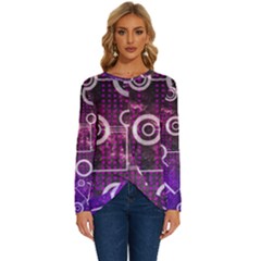 Cosmic Network Geometric Art Long Sleeve Crew Neck Pullover Top by ExtraAwesomeSauce