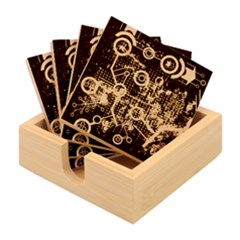 Cosmic Network Geometric Art Bamboo Coaster Set by ExtraAwesomeSauce