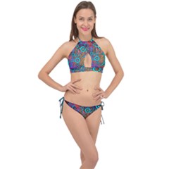 Abstract Tech Galaxy Design Cross Front Halter Bikini Set by ExtraAwesomeSauce