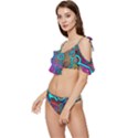 Abstract Tech Galaxy Design Ruffle Edge Tie Up Bikini Set	 View2