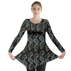 Multicolored Dna Strand Art Long Sleeve Tunic  by ExtraAwesomeSauce