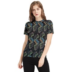 Multicolored Dna Strand Art Women s Short Sleeve Rash Guard by ExtraAwesomeSauce