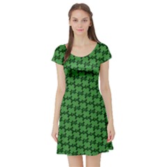 St  Patrick s Day Clovers Short Sleeve Skater Dress by ExtraAwesomeSauce