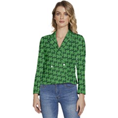 St  Patrick s Day Clovers Women s Long Sleeve Revers Collar Cropped Jacket by ExtraAwesomeSauce
