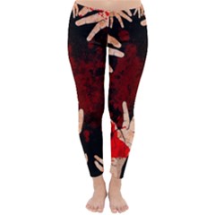 Horror Themed Bloody Hands Classic Winter Leggings by ExtraAwesomeSauce