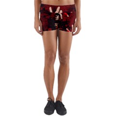 Horror Themed Bloody Hands Yoga Shorts by ExtraAwesomeSauce