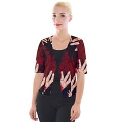 Horror Themed Bloody Hands Cropped Button Cardigan by ExtraAwesomeSauce