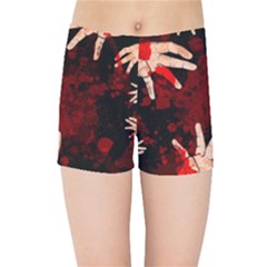 Horror Themed Bloody Hands Kids  Sports Shorts by ExtraAwesomeSauce