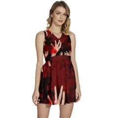 Horror Themed Bloody Hands Sleeveless High Waist Mini Dress by ExtraAwesomeSauce