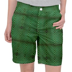 Green Diamond Grid Pattern Women s Pocket Shorts by ExtraAwesomeSauce