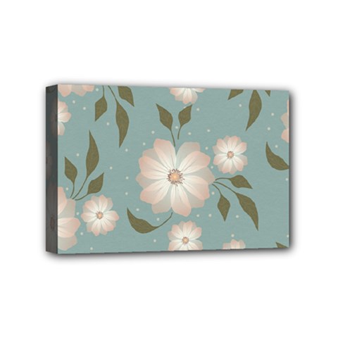 Flora Floral Flower Flowers Pattern Mini Canvas 6  X 4  (stretched) by Apenda