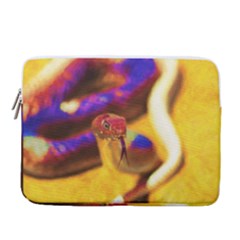 Vibrant Forked-tongue Snake Art 14  Vertical Laptop Sleeve Case With Pocket by ExtraAwesomeSauce