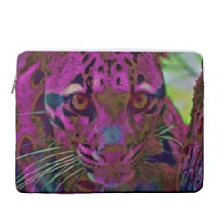 Pink And Purple Leopard 15  Vertical Laptop Sleeve Case With Pocket by ExtraAwesomeSauce