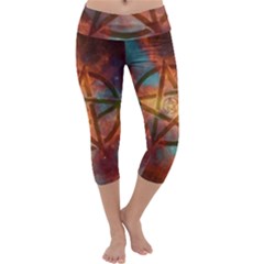 Enchanted Nebula Pentagram Art Capri Yoga Leggings by ExtraAwesomeSauce