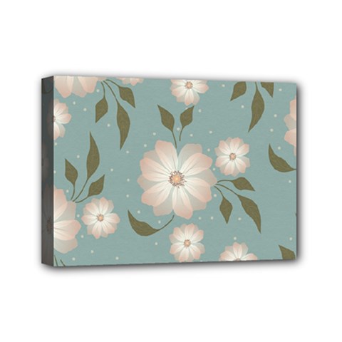 Flora Floral Flower Flowers Pattern Mini Canvas 7  X 5  (stretched) by Apenda