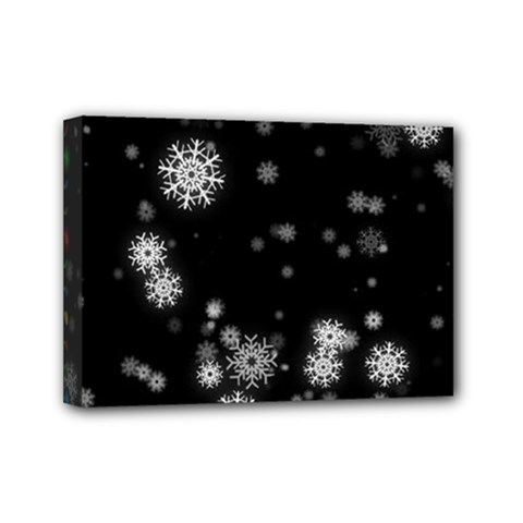Christmas Snow Edge, Lights Mini Canvas 7  X 5  (stretched) by kyorashop23