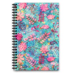 Pink On Blue Leaves 5 5  X 8 5  Notebook by kyorashop23