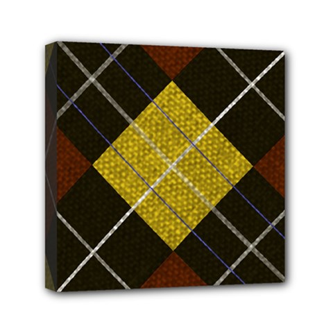 Yellow Plaid Mini Canvas 6  X 6  (stretched) by ConteMonfrey