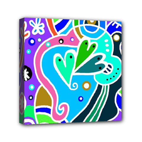 Crazy Pop Art - Doodle Hearts  Mini Canvas 6  X 6  (stretched) by ConteMonfrey