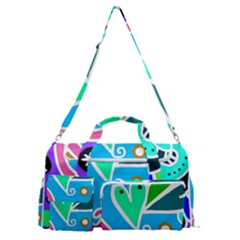 Crazy Pop Art - Doodle Hearts  Sports Gym Duffle Bag With Shoe Compartment by ConteMonfrey