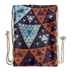 Fractal Triangle Geometric Abstract Pattern Drawstring Bag (large) by Cemarart