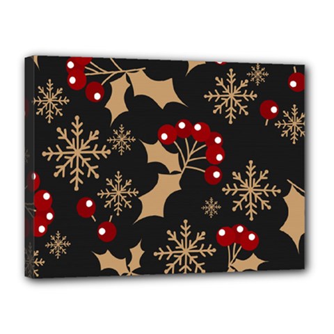 Christmas Pattern With Snowflakes Berries Canvas 16  X 12  (stretched) by Ket1n9