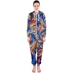 Colorful Motion Abstract Art Hooded Jumpsuit (ladies) by ExtraAwesomeSauce