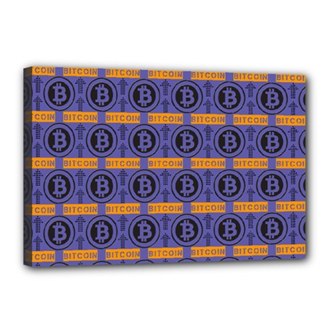 Bitcoin Logo Pattern Canvas 18  X 12  (stretched) by ExtraAwesomeSauce