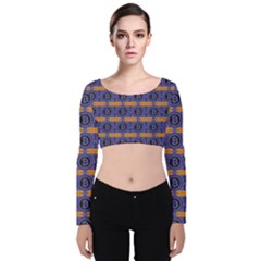 Bitcoin Logo Pattern Velvet Long Sleeve Crop Top by ExtraAwesomeSauce