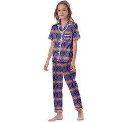 Bitcoin Logo Pattern Kids  Satin Short Sleeve Pajamas Set by ExtraAwesomeSauce