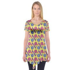 Colorful Bitcoin Pattern Short Sleeve Tunic  by ExtraAwesomeSauce