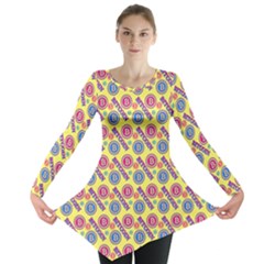 Colorful Bitcoin Pattern Long Sleeve Tunic  by ExtraAwesomeSauce