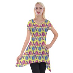 Colorful Bitcoin Pattern Short Sleeve Side Drop Tunic by ExtraAwesomeSauce