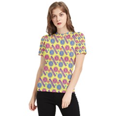Colorful Bitcoin Pattern Women s Short Sleeve Rash Guard by ExtraAwesomeSauce