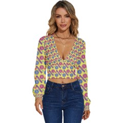 Colorful Bitcoin Pattern Long Sleeve Deep-v Velour Top by ExtraAwesomeSauce