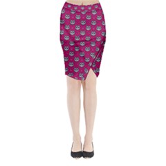 Calavera Cat Art Pattern Midi Wrap Pencil Skirt by ExtraAwesomeSauce